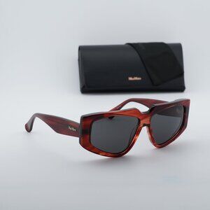 Max Mara GLIMPSE6 MM0125 68A Geometric Sunglasses - Striped Red/Smoke